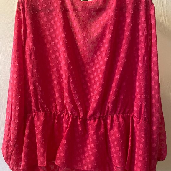 Cato 🌸 Hot Pink Polka Dot Blouse 💖 Plus Size 22/24 NWT – Sheer Flowy Top - Picture 3 of 7